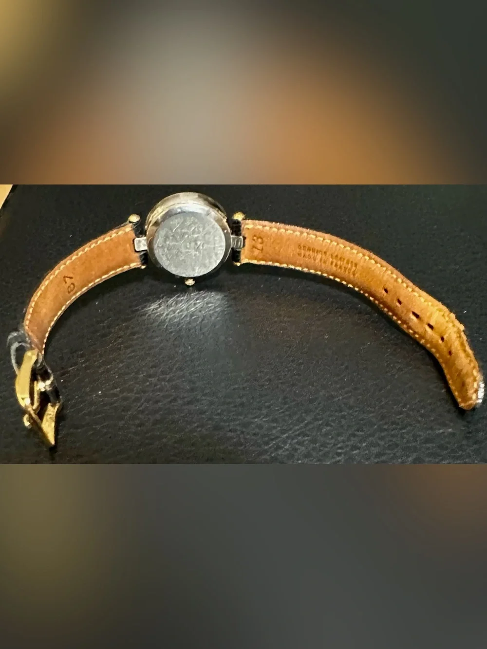 Pierre Cardin Blue Dial Gold-Tone Case Black Leather Strap Watch
